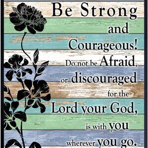 Religious Wall Art Print Be Strong and Courageous Bible Verse Christian Decor